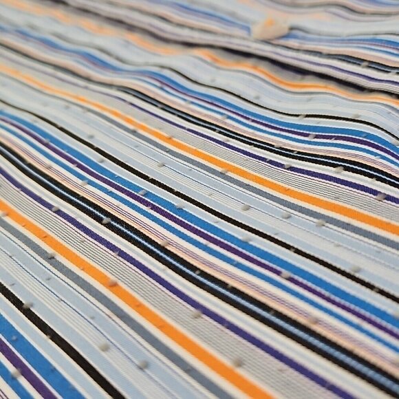 Brandolini Dress Shirt Men's XXL Blue Orange Stripe Long Sleeve Textured EUC - Picture 10 of 16